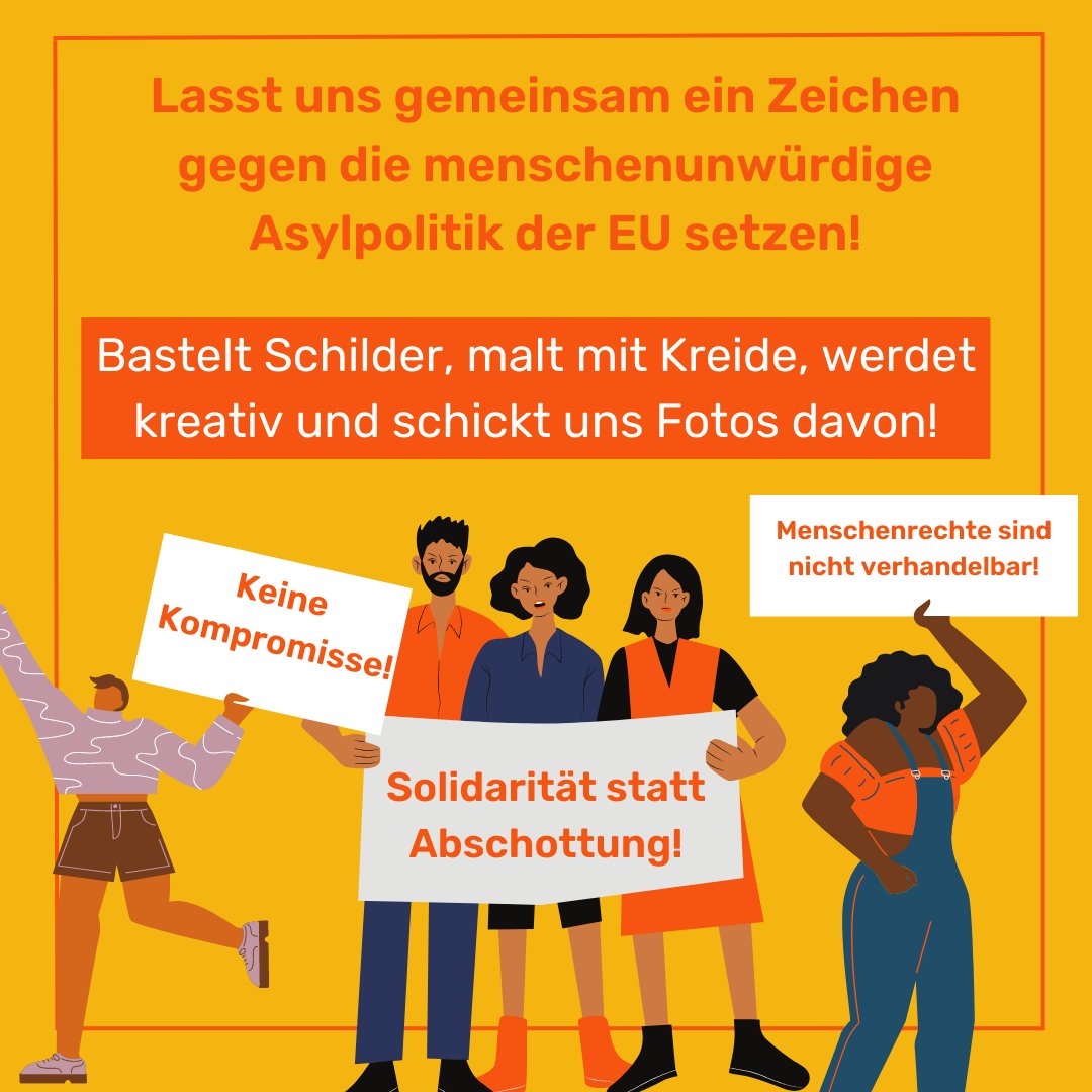 Aufruf zur dezentralen Aktion ab dem 31. Mai in #Kiel!
Nein zur menschenunwürdigen Asylpolitik der EU! #KeineKompromisse

Der Diskurs in Deutschland und Europa rückt nach rechts. 1/9

#DefendHumanRights #StopDeportation #FightFortressEurope #EndFortressEurope #FightDeportation