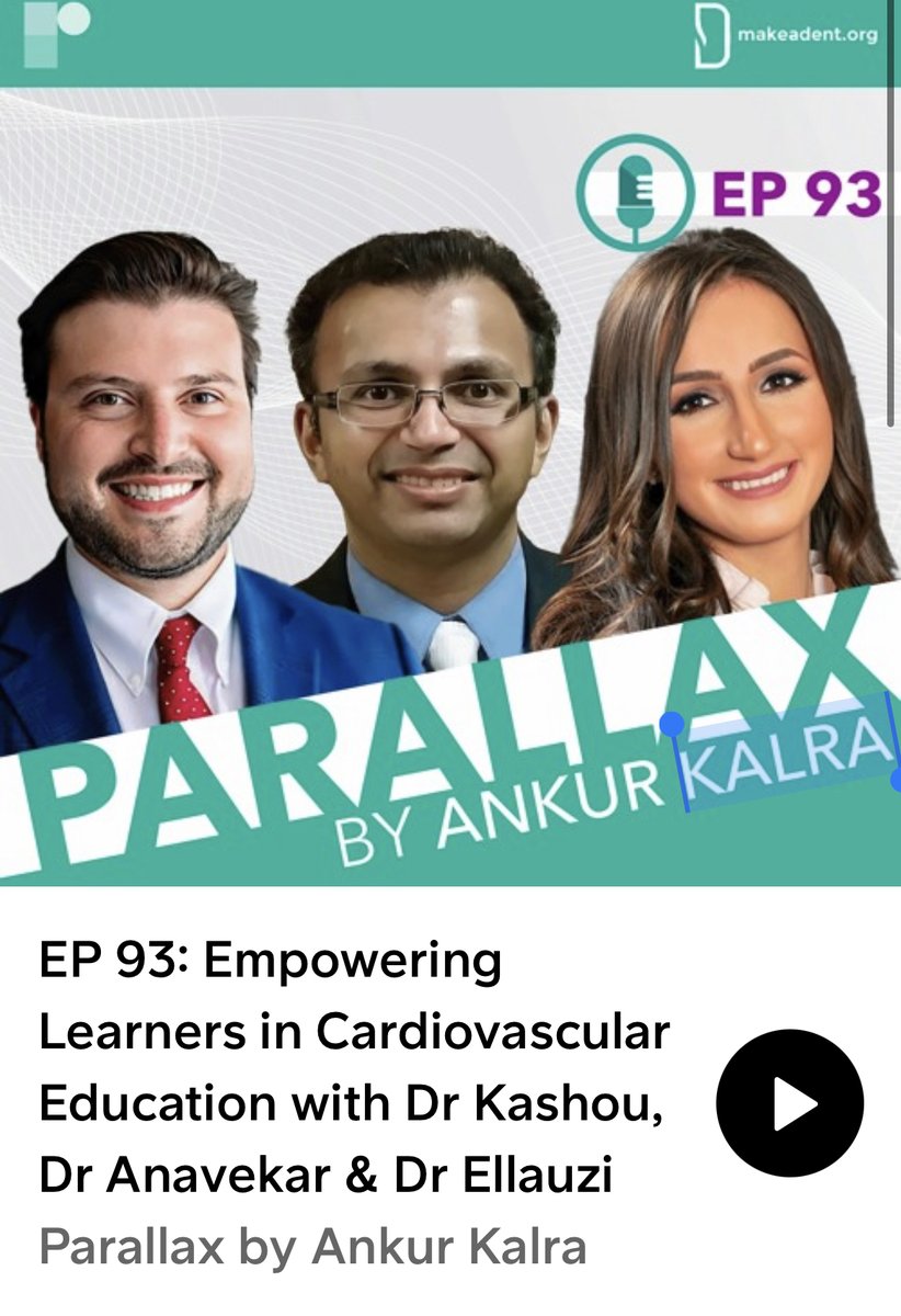 💥 🔊💥 Exciting times as we delve into cardiovascular education on Ep 93 of Parallax with @AnkurKalraMD, alongside Drs. Anavekar & Kashou. 🚨Tune in for an insightful conversation!!!! 🚨#Podcast #MedEd #CardioEd @CardiologyUniv 🫀 🎧: podcasts.apple.com/us/podcast/par…