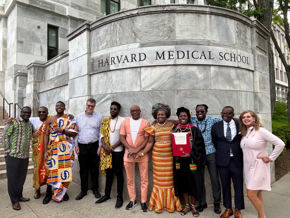 The Adomfehs added kente color to the white marble of @harvardmed💃🏿🇬🇭 Jean Anne Akosua Amoabeng Adomfeh is a Doctor! I am grateful to everyone who supported me along the way! Thanks to @tomhanks , @drsanjaygupta , and fellow graduates from HMS and @Harvard for a nice send-off!