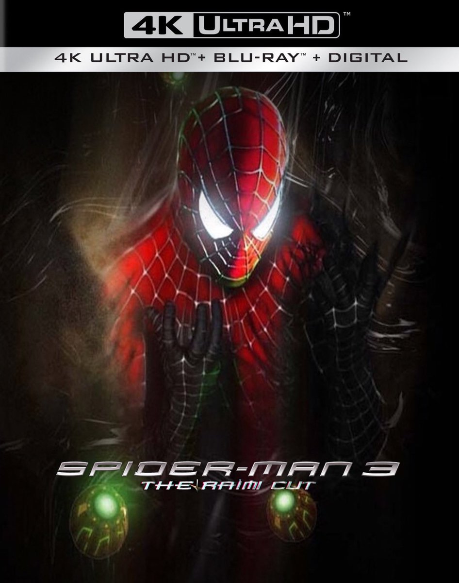 Raimi_Cut's tweet photo. Spider-Man 3 The Raimi Cut coming soon to 4K UHD

#SpiderMan #SpiderManAcrossTheSpiderVerse #AcrossTheSpiderVerse #SpiderVerse #SamRaimi #SpiderMan3 #ReleaseTheRaimiCut #RaimiCut #TobeyMaguire https://t.co/7kVn7i7Bxh