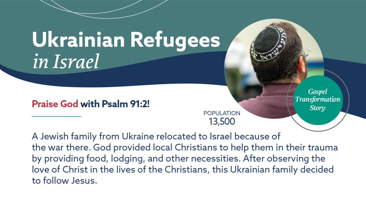We prayed for Ukrainian Refugees in Israel in our worship gathering yesterday. Continue praying for the church to proclaim the gospel to war survivors in both word and deed!

#MissionMonday