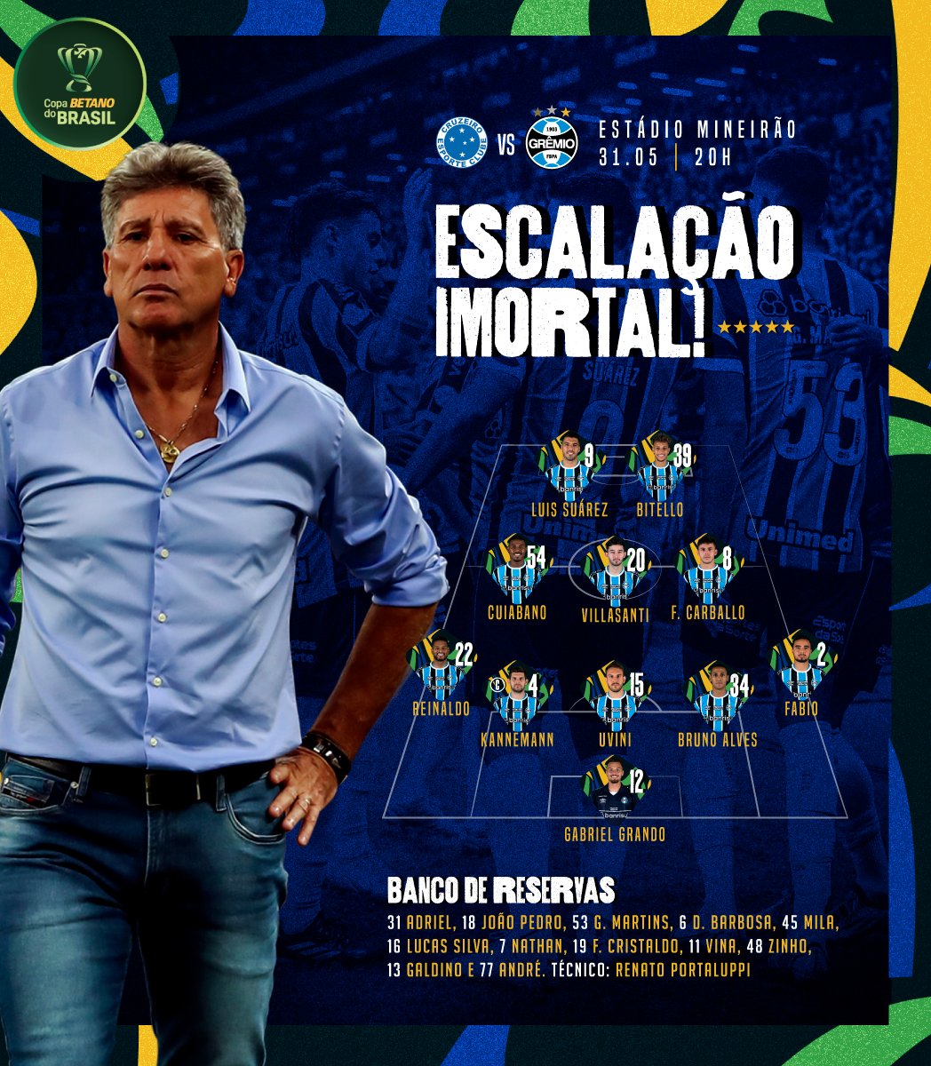 Grêmio FBPA - 📋ESCALAÇÃO DO TRICOLOR! 🇪🇪 #GEBxGRE