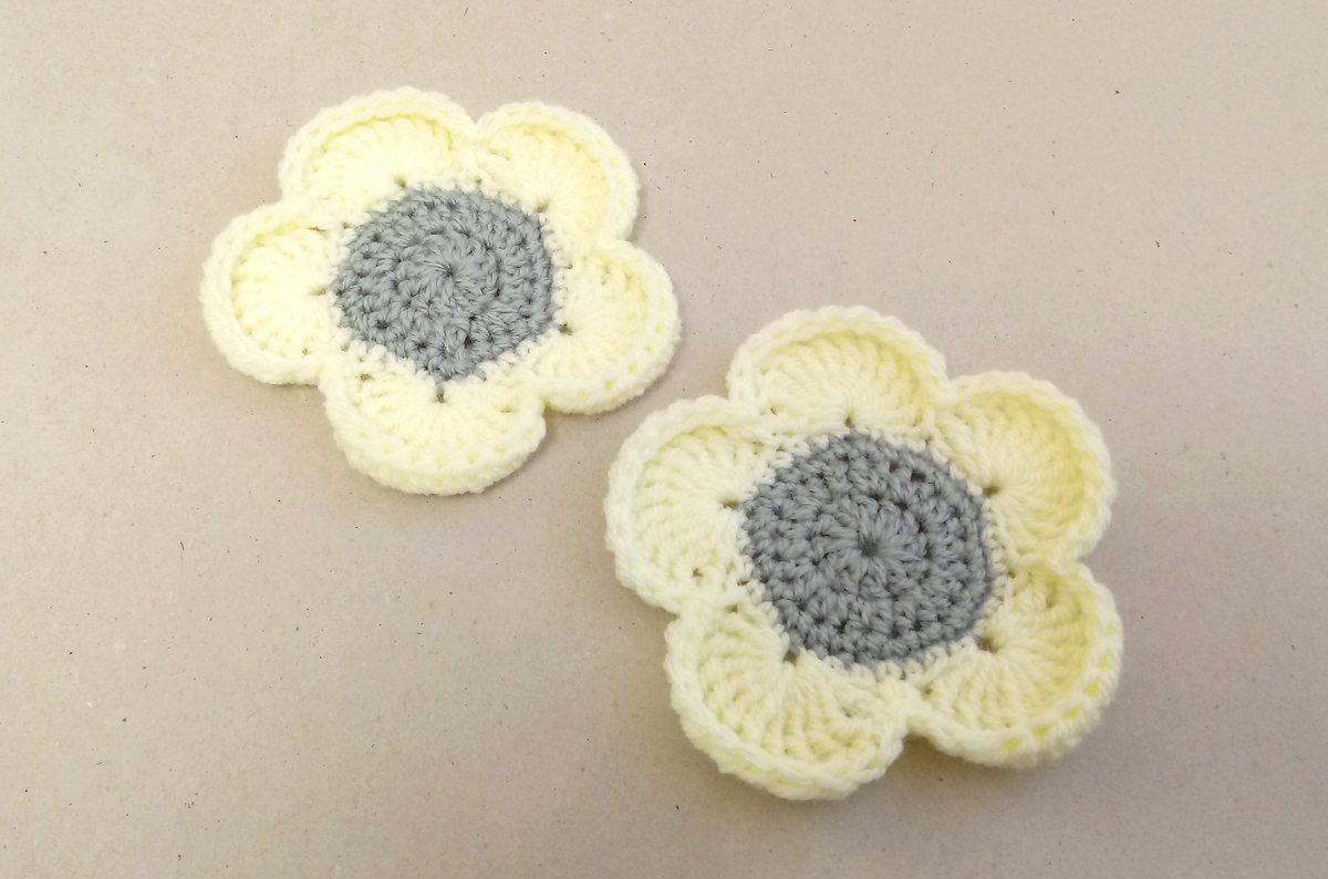 Flower coasters in lemon yellow, set of 2.  #tablecoasters #crochetlover #flowercoasters #madeincornwall #giftidea #newonfolksy folksy.com/items/8137580-…