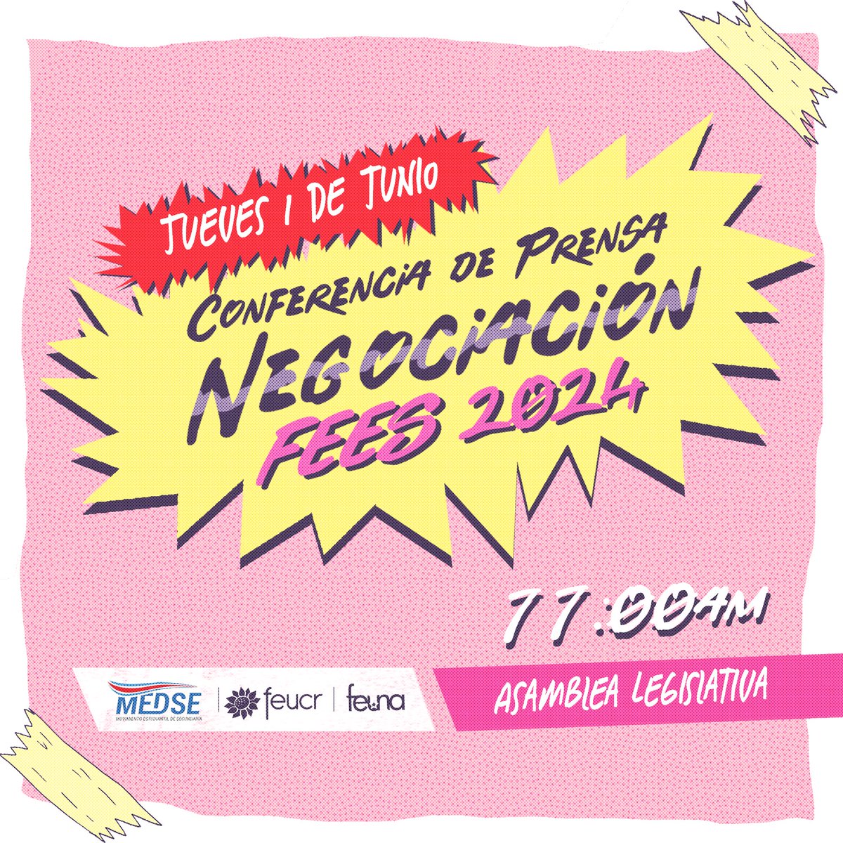 FEUNA_CR's tweet photo. Conferencia de Prensa: Negociación FEES 2024.

⏰11:00am
🗓️Jueves 1 de junio 
📍Asamblea Legislativa https://t.co/iyqkmfJpKp