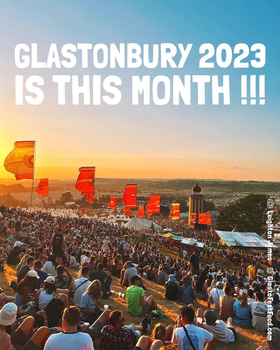 GlastoFestFeed's tweet photo. 📢💨 THIS MONTH! 🤯💥 After a whole year's wait, it’s hard to finally fathom it… but it’s real, and you better believe it – #GLASTONBURY 2023 IS THIS MONTH!!! 😱😍🫠 https://t.co/M1XUvBZbAd