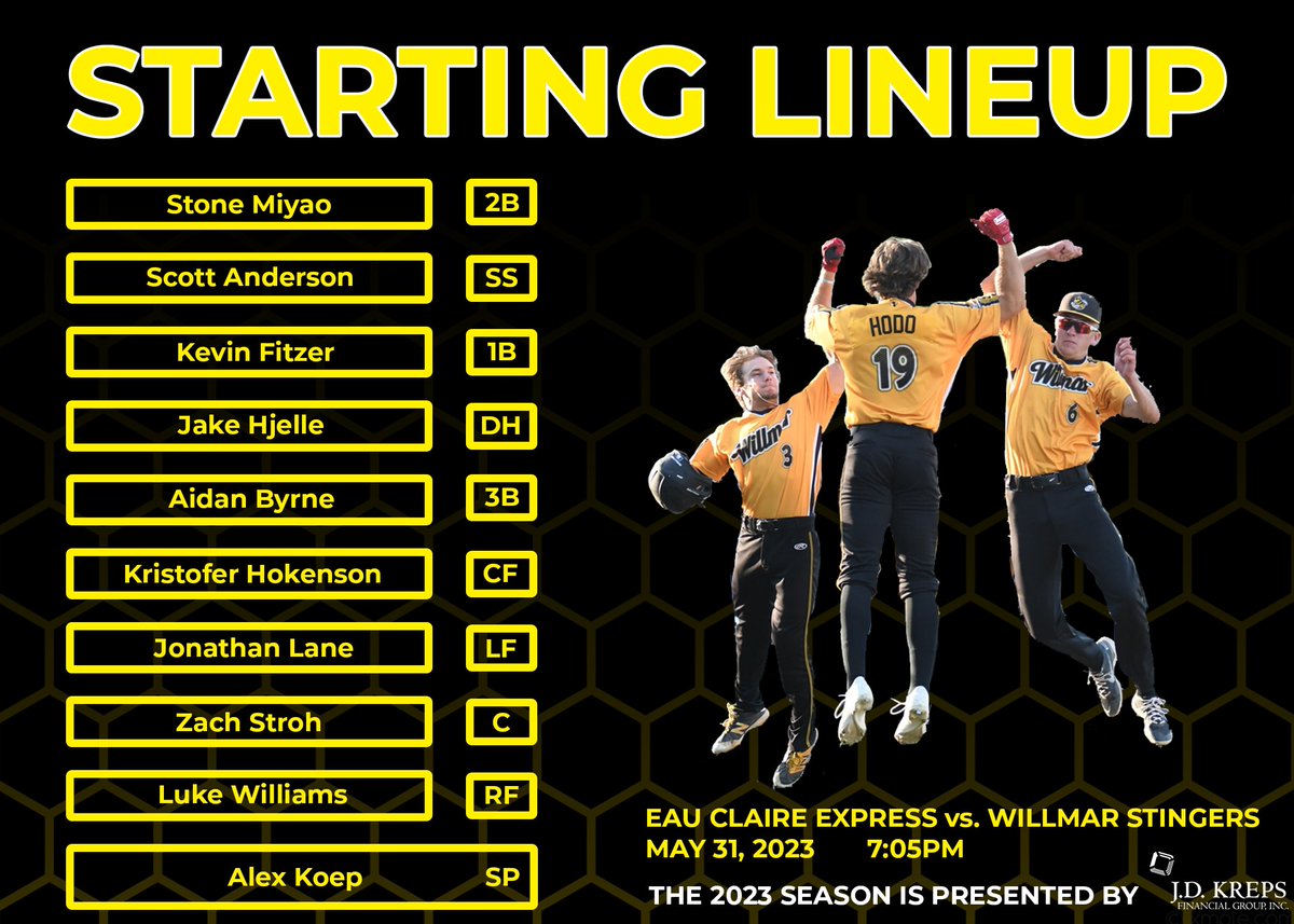 Your starting nine to help kick off the 2023 season!!! #StingEm 

We go live at 7:05 on <a href="/ESPNPlus/">ESPN+</a> with our broadcasters <a href="/LoganBourandas/">Logan Bourandas</a> and @WortzThomas
