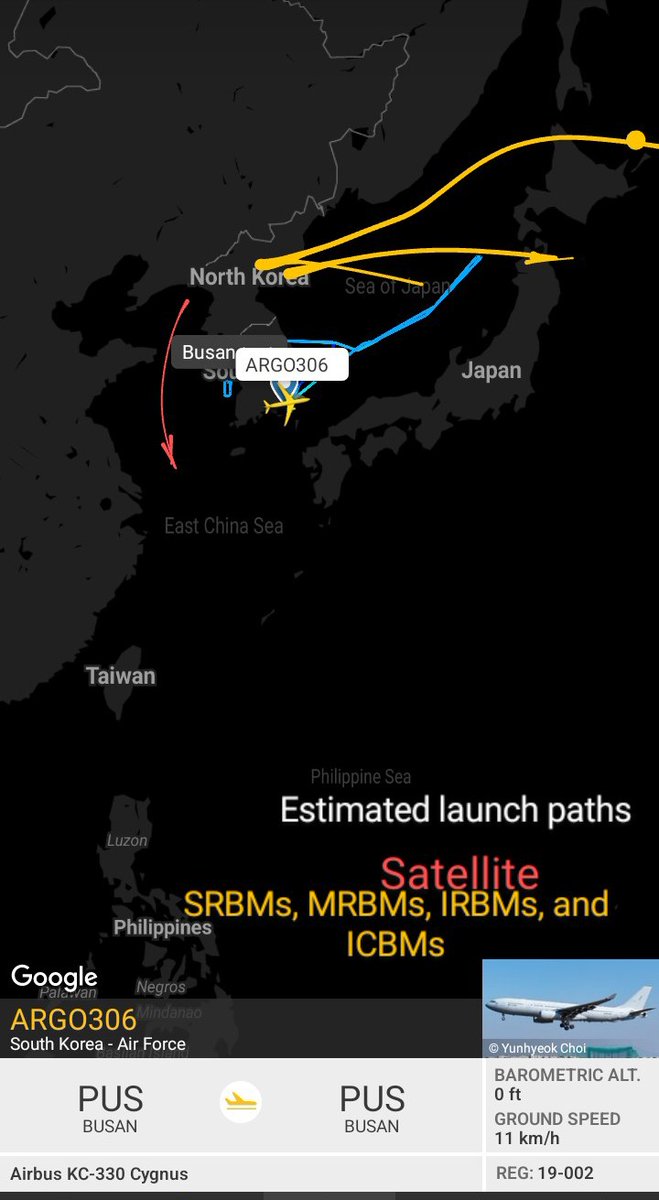 Oceanworldfree's tweet photo. 🇰🇷 Republic of Korea Air Force 
#대한민국공군 #ROKAF 
ARGO306 19-002 #71F863

Air refueling routes

Airbus KC-330 Cygnus https://t.co/f5p82JNqnU