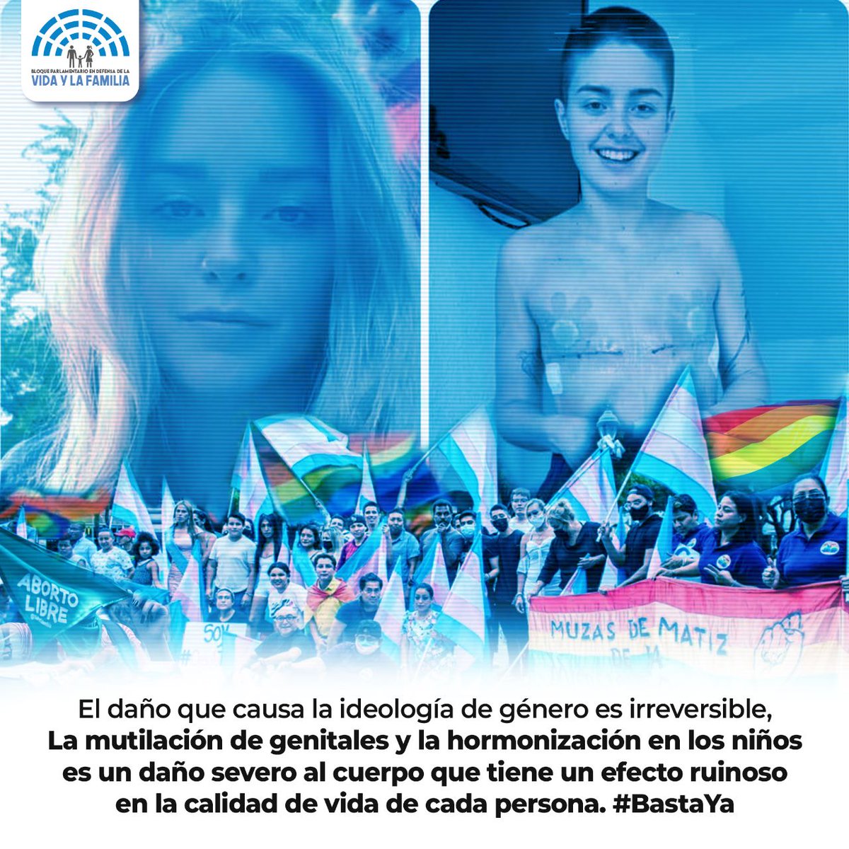 BloqueVidayFam's tweet photo. #BastaYa 😤 | La ideología de género pretende normalizar la mutilación de órganos saludables y la hormonización en niños buscando "promover" la tolerancia y esto es un grave error porque en lugar de tratar una enfermedad como la disforia, eligen dañar físicamente a los menores 😪 https://t.co/Mfngb9xZQH