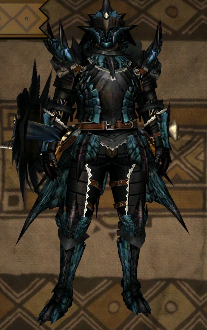 Looking sexy af now with full azure rathalos on MH3U 👀 farmed it solo too