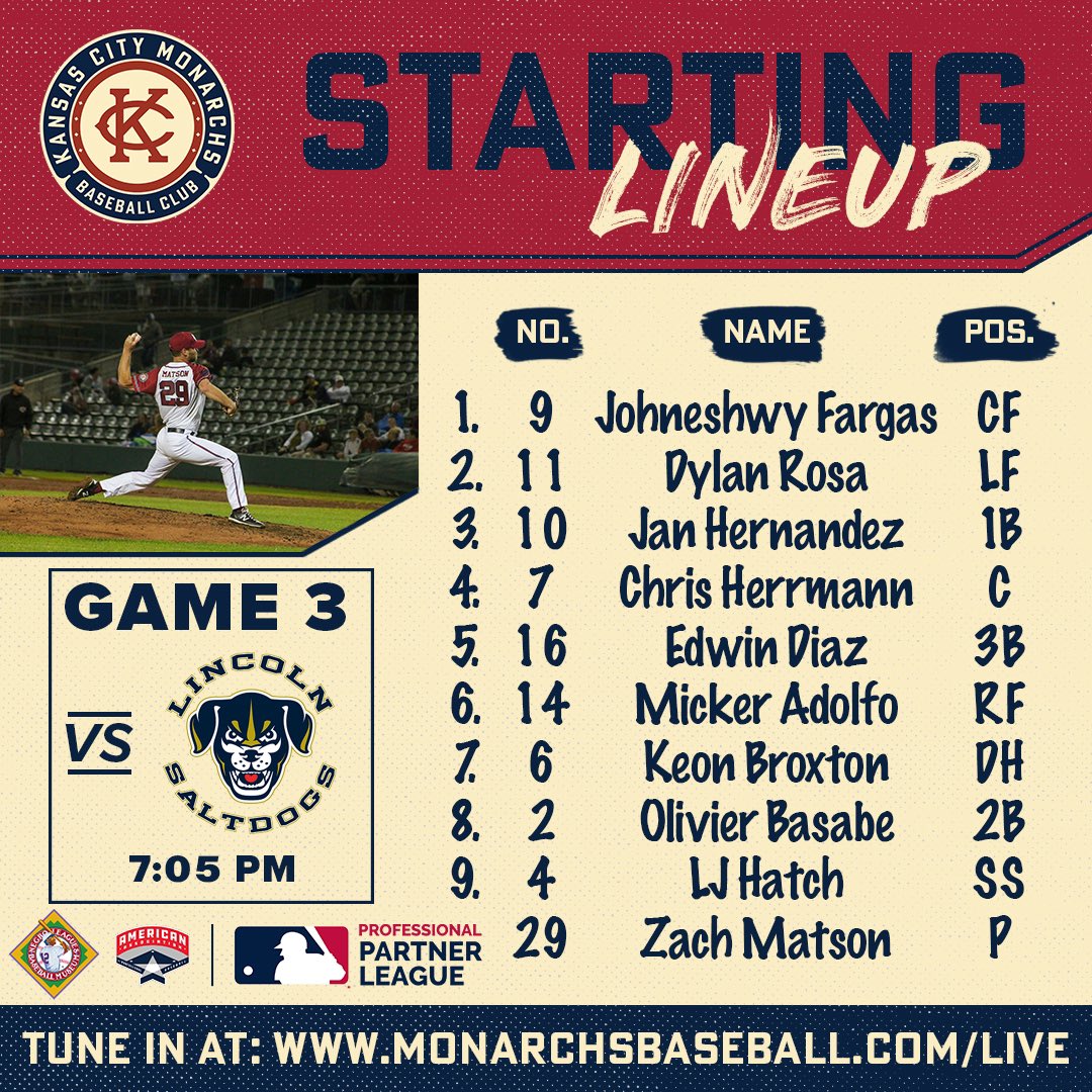 Going for the series win tonight 😤
🆚@saltdogsball 
📍Haymarket Park
⏰7:05 PM
📻monarchsbaseball.com/live/
 #ChaseTheCrown👑