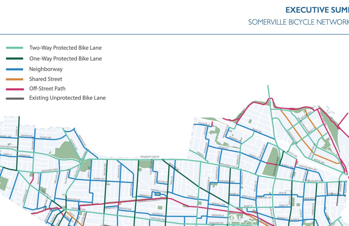 So glad to see Central from Medford to Highland getting protected lanes in the new <a href="/SomervilleCity/">City of Somerville</a>  Bike Network Plan. It's a nightmare to bike there today <a href="/somerbikesafety/">Somerville Bicycle Safety</a>