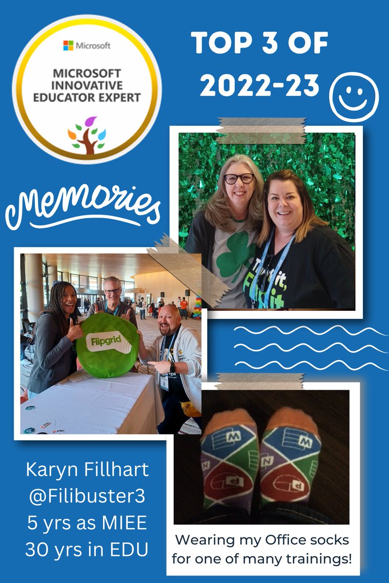 My top #MIEExpert images of 2022-23! From fun with @MicrosoftFlip, getting to see friends, and donning my Office socks for trainings and workshops to show educators tools like #ImmersiveReader, it was a great year!  #MicrosoftEDU
