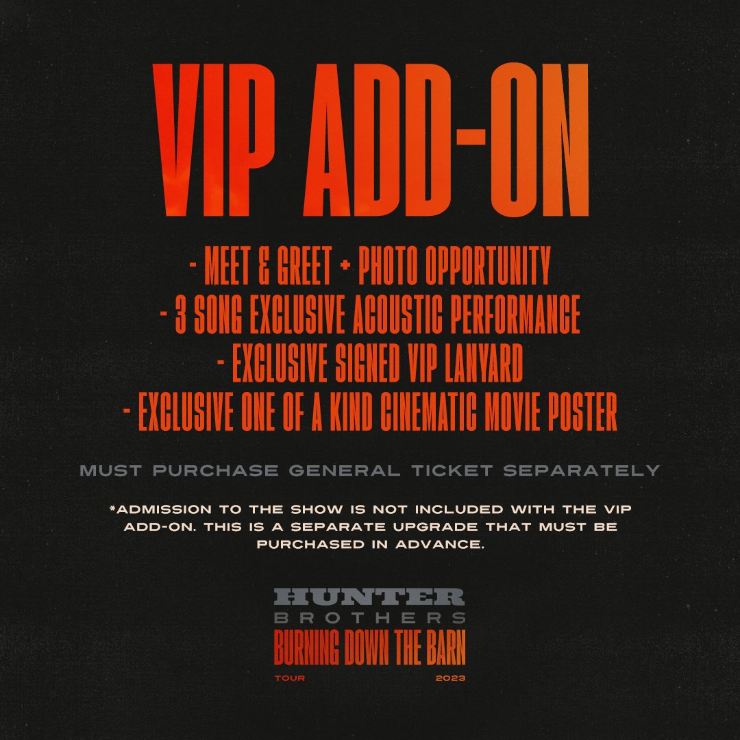 HunterBros's tweet photo. #BurningDownTheBarnTour VIP Add-On is available now on our site! #HugAHunter is officially back and we can't wait to see you all on the road 🤗🎶 https://t.co/g5HdgWTCez
#BurningDownTheBarn https://t.co/2YKgsgiVpG