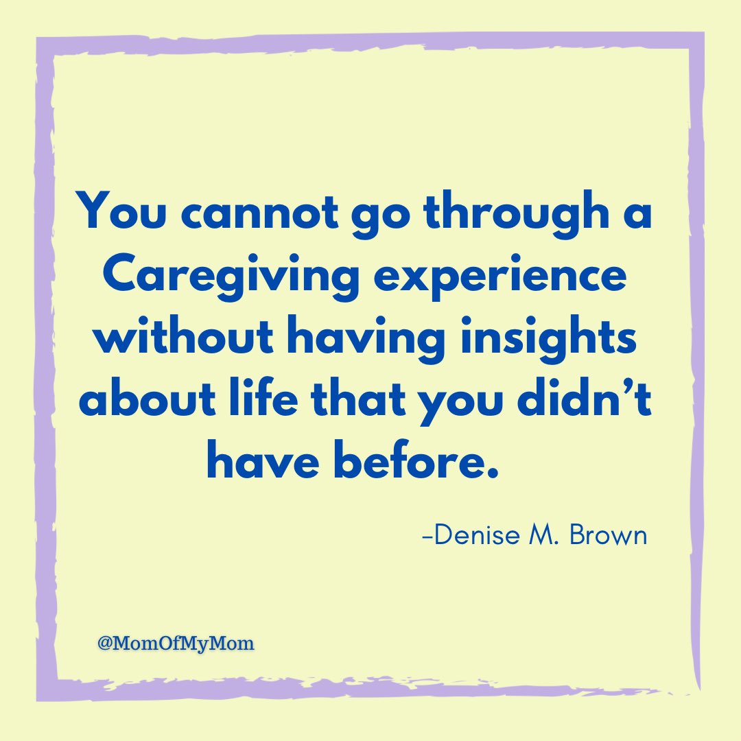 I didn’t realize how true this was until recently. Learning to be in tune with the needs of another human has given me the ability to walk through the world with insight and intuition that I never had before. Except now, I can use these skills for my own good. @DeniseMBrown3