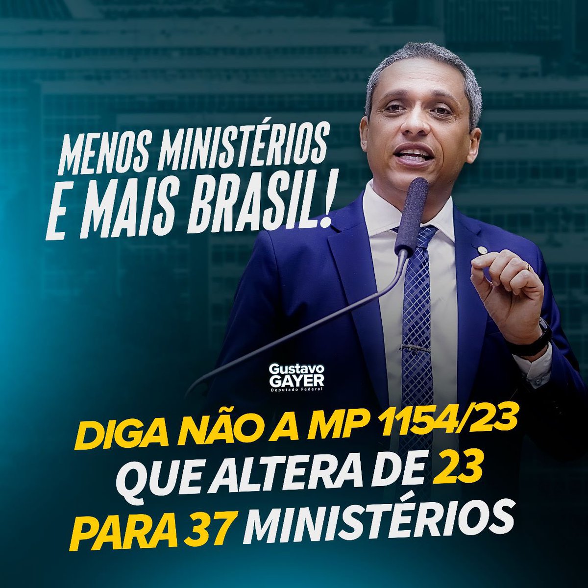 Meu voto é pelo Brasil e contra as centenas de cabides de emprego desses ministérios. Não à MP 1154/23!!!