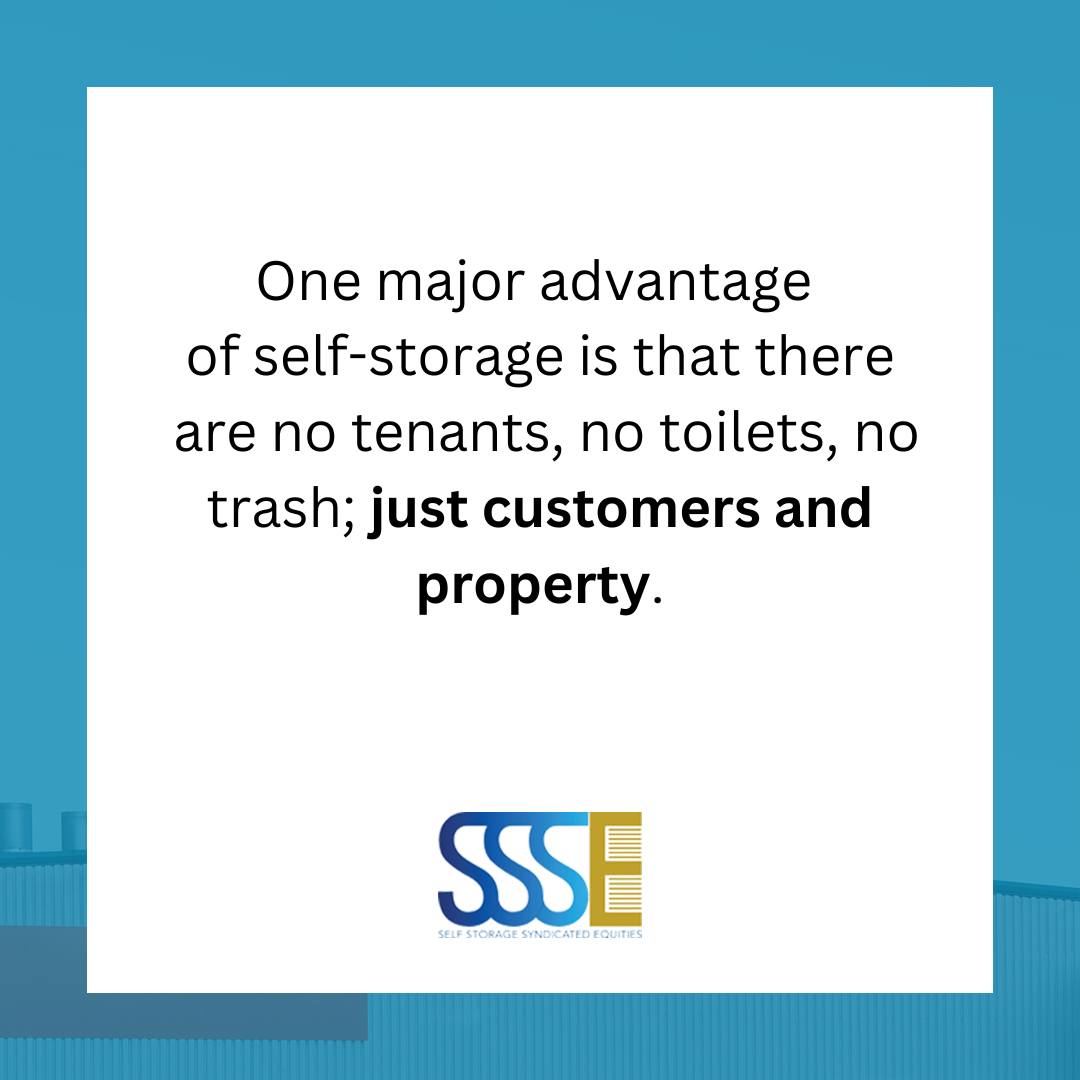 One advantage of self-storage is that at most of our facilities there are no tenants, no toilets, no trash; just customers and property.

Learn more at: ssse.com

#SelfStorage #SelfStorageInvesting #PassiveInvesting #SelfStorageFund #investinginselfstorage