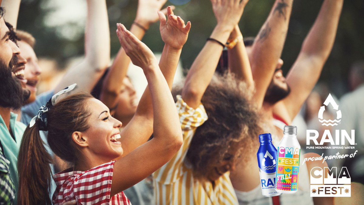 CountryMusic's tweet photo. Drink bottled water that won’t end up in the ocean. Go plastic-free with RAIN x #CMAfest aluminum bottled spring water available at daytime concessions at CMA Fest! @responsiblyRAIN #notplastic https://t.co/q5GSomnTp8