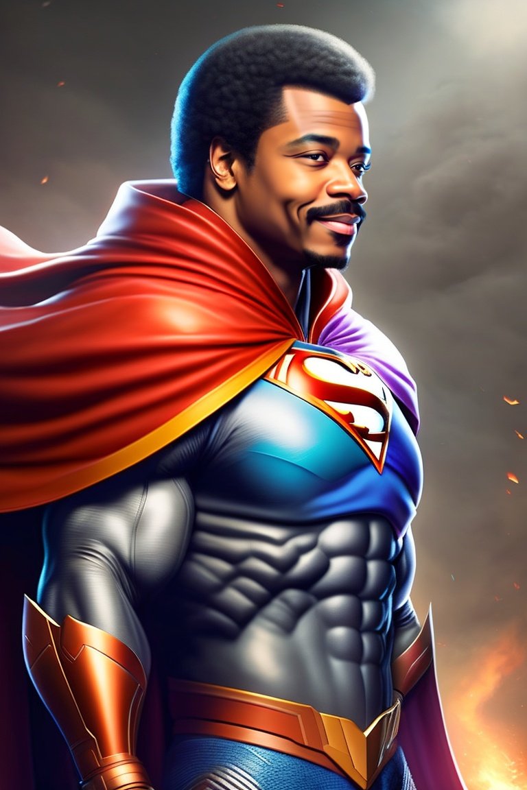 @StarTalkRadio @NBTiller #neildegrassetyson @neiltyson
Lexica.art AI generated Art Neil as a Super Hero. Super Smart and Super Strong hence the S on his chest nothing tondo with Superman haha.
