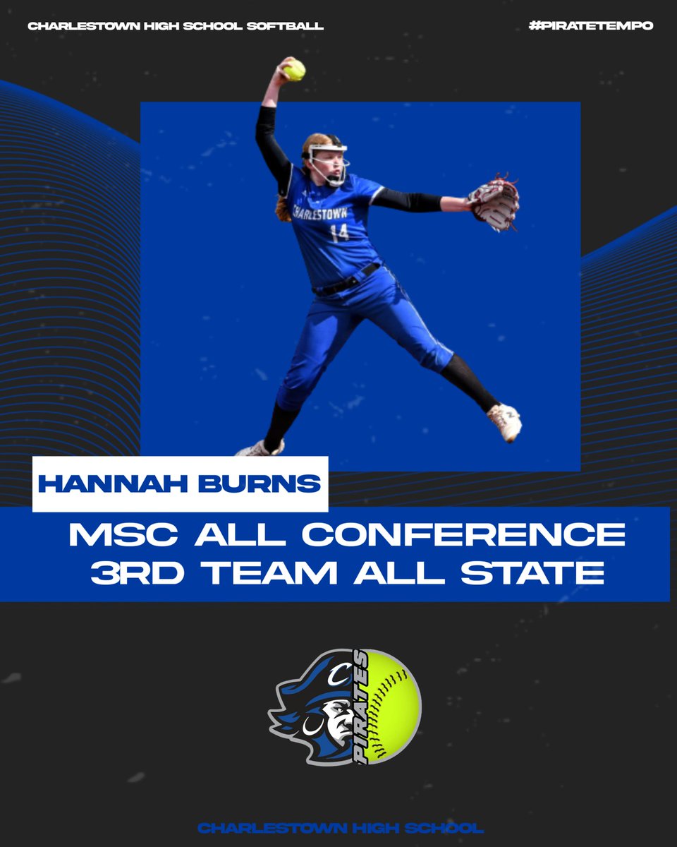 Charlestown_SB's tweet photo. Hannah Burns was selected as a pitcher for Mid Southern Conference All Conference first team. She was also selected by the entire state of coaches as a 3rd Team All State player. 

@MSConference @CHS__Pirates @newstribscores @burnshannah2025 @WPMQ993 https://t.co/DWC7vopmdB