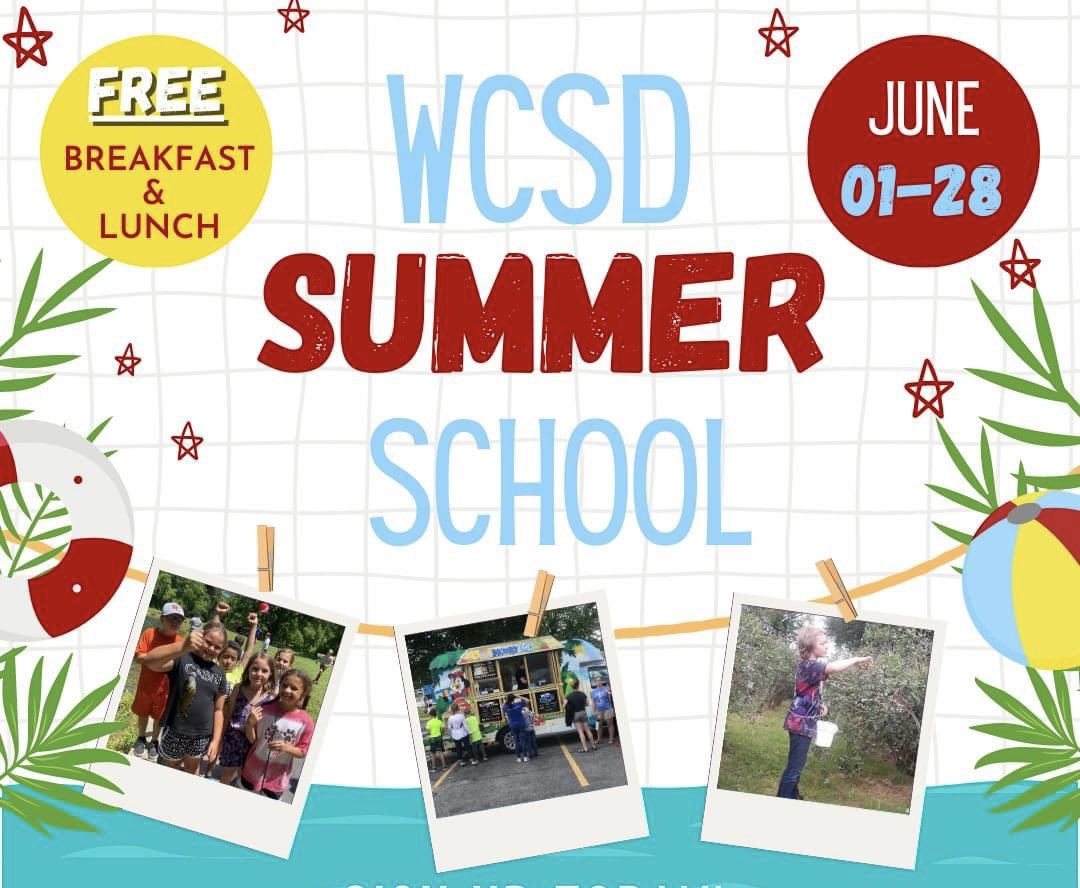 wcjuniorhigh's tweet photo. Summer School starts tomorrow! Our doors open at 7:20 and parents may drop off at the gym entrance. Students will be released at 2:45 with parent pickup at the gym entrance. If you haven’t signed up, hurry-you don’t want to miss the fun! Call us at the JH to sign up! #wearewcjh https://t.co/Zo28IUaHPB