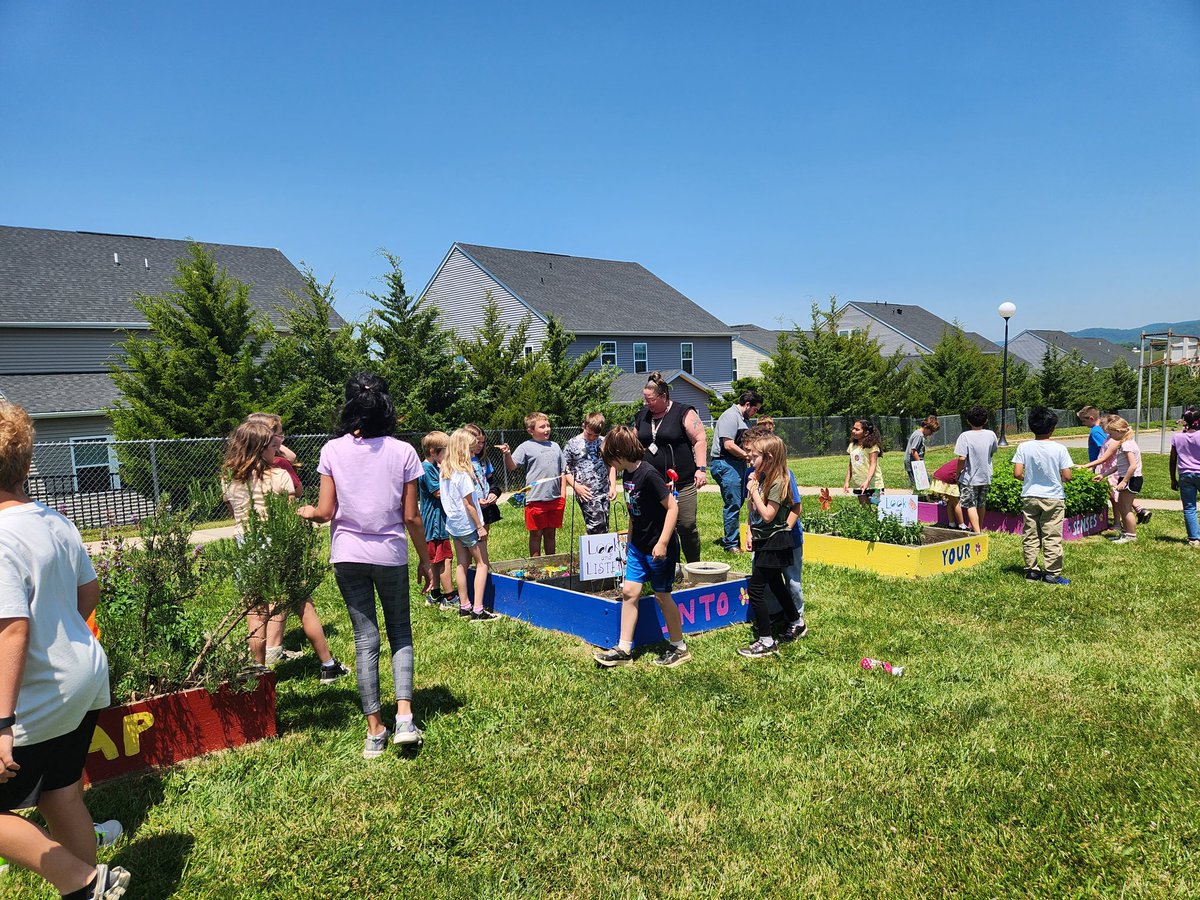 Today I was on recess duty and I noticed a third grade class visiting the MES Sensory Gardens! Our Greens Keepers after-school club worked hard on this project, and I love seeing students enjoying the experience.  <a href="/MiddletownElem/">Middletown Elementary FCPS</a>