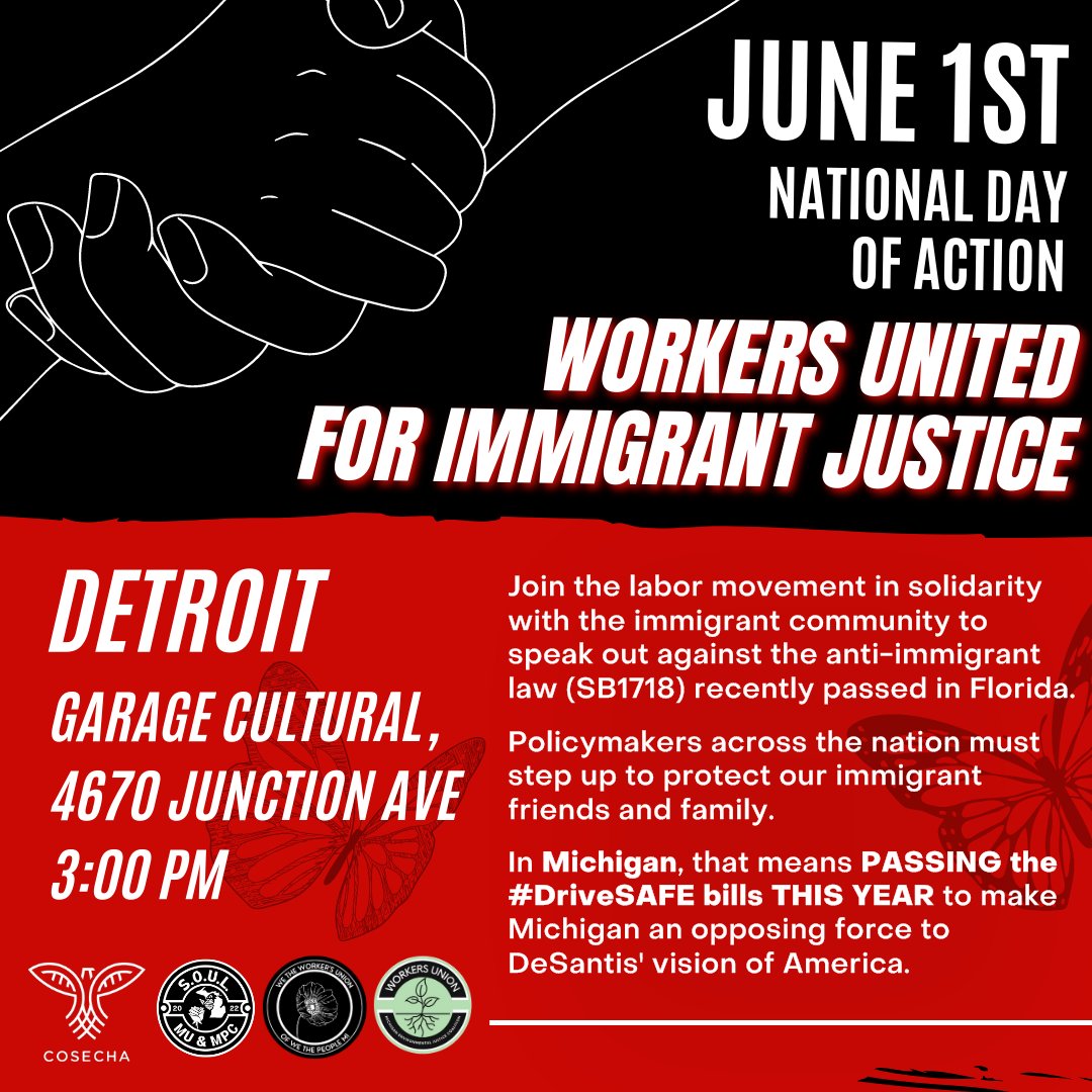 The #LaborMovement is in #solidarity with the immigrant community of #Florida. 

That's why we and our #union siblings @wtwunion and @mejcunion are taking part in tomorrow's National Day of Action for #ImmigrantRights!

More info: fb.me/e/3Fq5BQFbn