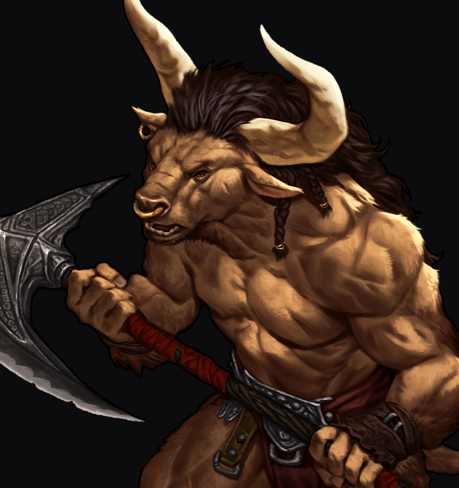 Iso Token #95 Minotaur, plus close up detail, part of my bestiary project 
#IsometricArt #Monster #Tabletop #Tabletopgames #DnD #dungeonsanddragons #Pathfinder2e #PF2e #Pathfinder