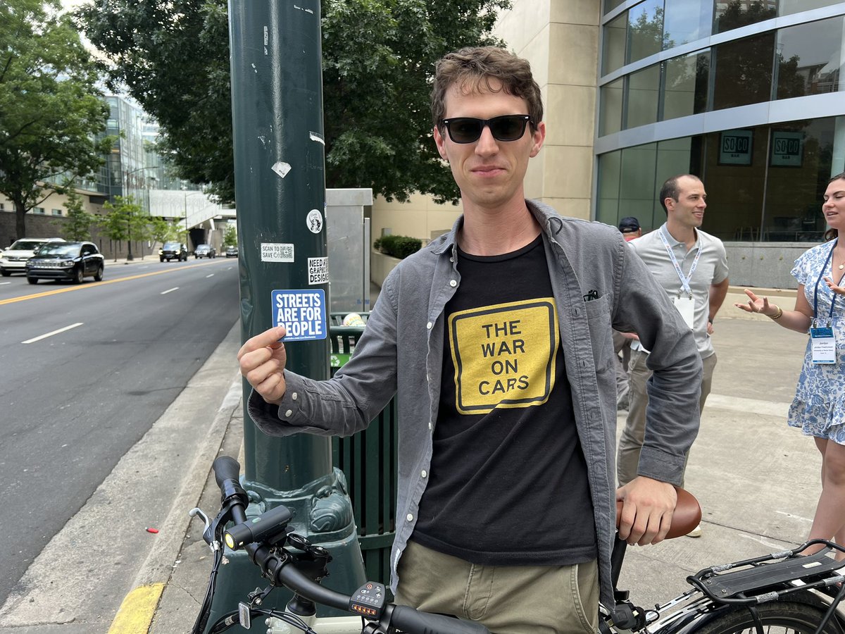 As seen at the conclusion of the @StrongTowns National Gathering while walking to the @NewUrbanism Opening Reception w/ @JeffSpeckFAICP - yeah, @TheWarOnCars is well represented because #StreetsAreForPeople y’all 😎 Missing you here @BrooklynSpoke