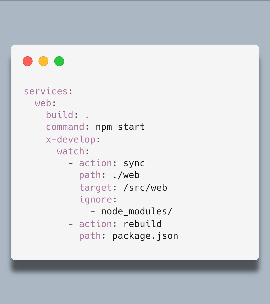 Did you know you can start a file watch for your Docker Compose setup?

$ docker compose up --build --wait
$ docker compose alpha wait

More details here:
docs.docker.com/compose/file-w…