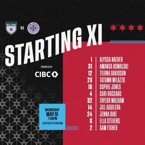 theChicagoStars's tweet photo. Tonight’s Starting XI. #ChiStars https://t.co/jlKJ10zq4c