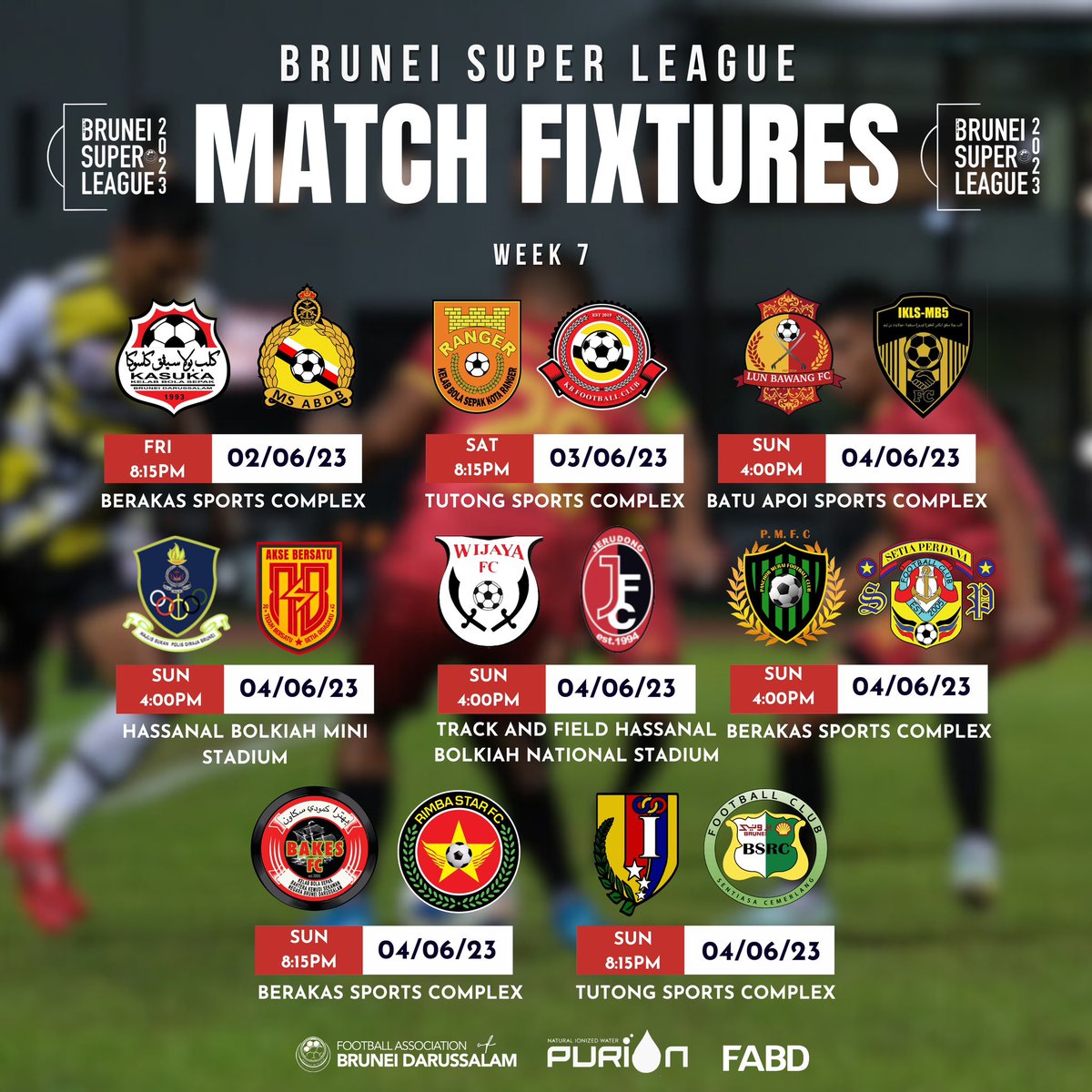 Onto the game week 7 this week! 

A total of 175 goals scored ✅ 

#BruneiFootball 
#BSL2023
#BruneiTogether
#MakingFootballABetterPlace