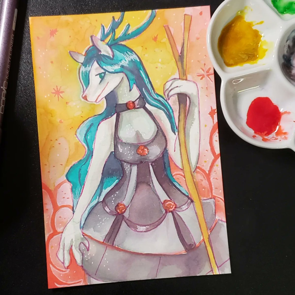 karithemuffin's tweet image. Forgot to post this. Some fantasy deer love.

#furryart #sketchbox #reactiveink #fantasy