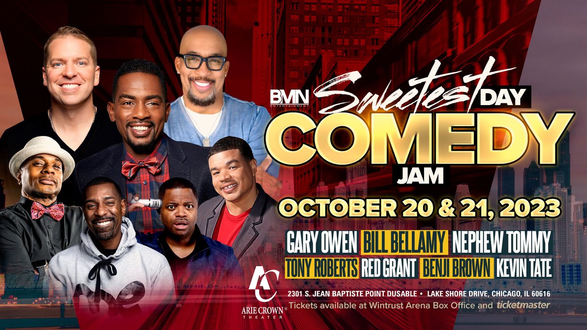🚨 JUST ANNOUNCED 🚨 BMN Entertainment is back with the Sweetest Day Comedy Jam featuring @garyowencomedy @BILLBELLAMY @nephewtommy @TonyTRoberts @redgrantlaughs @benjibrown1 and Kevin Tate! Tickets go on sale this Friday, June 2 at 12 PM. 

🤣 | ariecrown.com/events/sweetes…