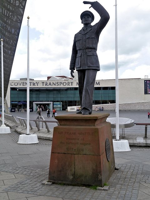 June 1st 1907 Frank Whittle, English inventor who developed the jet engine was born at Earlsdon, a suburb of #Coventry This statue of Sir Frank Whittle is outside Coventry's Transport Museum.