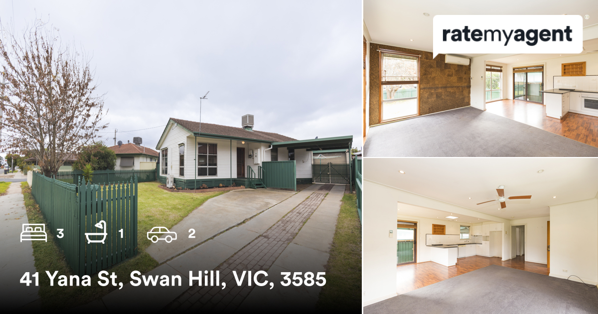 eviewgroup's tweet image. 🛌 3 🛀 1 🚘 2
📍 41 Yana St, Swan Hill, VIC, 3585

Our agent’s latest listing on #RateMyAgent

rma.reviews/LtId2eyNgcvl

...
#ratemyagent #realestate #Eview_Group__Australia
