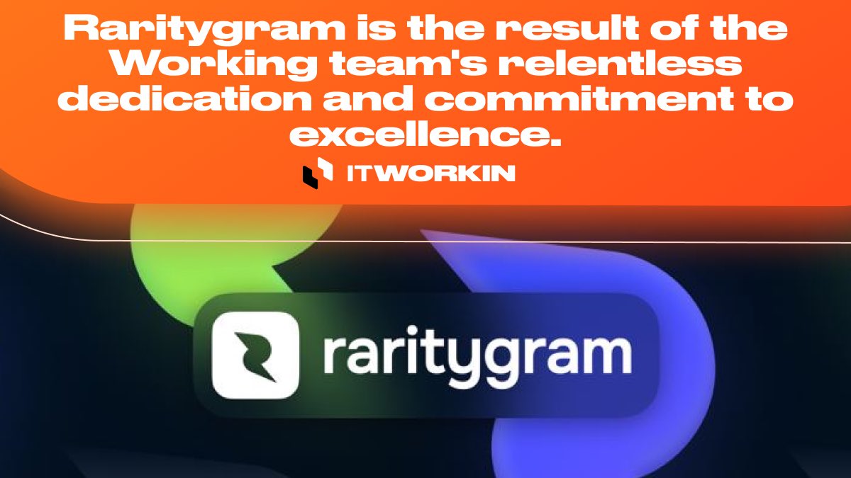 Itworkin_com's tweet photo. ✨ Raritygram is the result of the Itworkin team's relentless dedication and commitment to excellence. Their expertise in blockchain technology and design has transformed Raritygram into a game-changing platform. https://t.co/MYX5B8XQIs