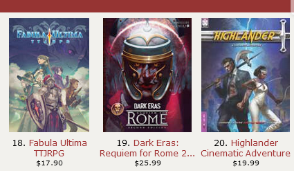 Number 1 on the @ST_Vault  and top 20 on @DriveThruRPG! #vamily #RequiemForRome