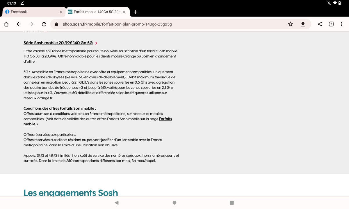 ⚠️ L'enculerie de @Sosh_fr un forfait 140G 5G  20,99€ déjà c'est cher et ce n'est disponible que pour les nouveaux clients ⚠️
J'ai une pensée solidaire pour tout les autres . 😔 Une honte‼️