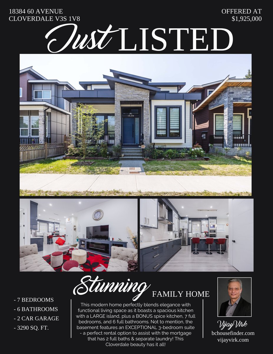 | JUST LISTED |

📍 18384 60 Avenue, Cloverdale