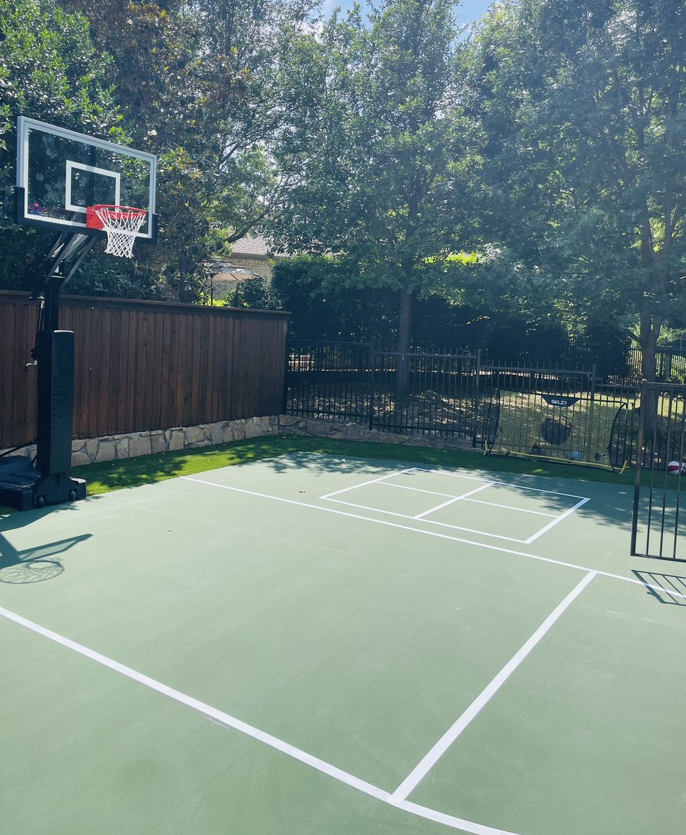 New Court Complete! Ball Custom Containment Coming Soon! Just in time for Summer! #Court #Custom #CustomOutdoorLiving #Construction #SummerReady #Fun #Familyowned #Fitness #Basketball #BackyardOasis #Beautiful #Blessed