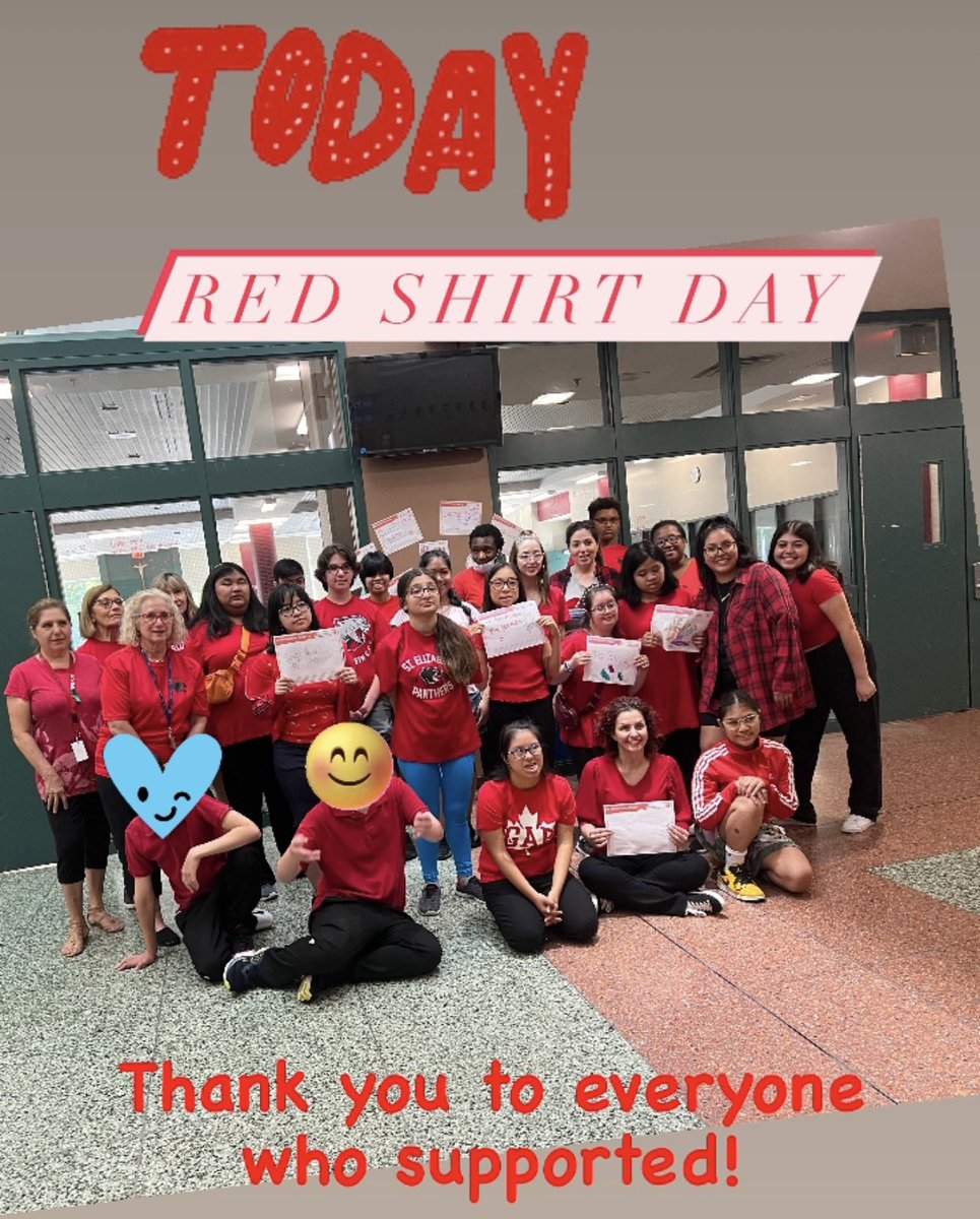 Thank you to EVERYONE who supported #RedShirtDay Together we can raise awareness and support inclusion and accessibility.@ste_bestbuddies @EasterSealsON @StElizabeth2013 @SSD_YCDSB @YCDSB @DomenicScuglia @WigstonJennifer @JoelChiutsi