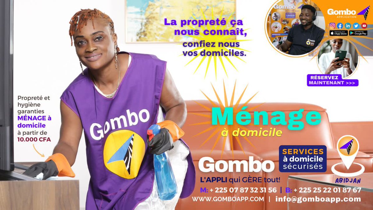GomboApp's tweet photo. #Abidjan “J’ai sollicité l’aide #Gombo parce que je cherchais une femme de ménage, celle qui était là faisait n’importe quoi et ça devenait un peu urgent. Une conseillère a fait ma prise en charge (au 07 87 32 31 56) et pour une première expérience je suis amplement satisfaite…” https://t.co/KJpUwTw3t2