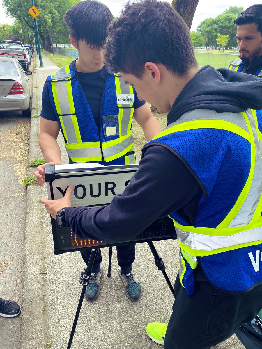 StrathCPC's tweet photo. #DidYouKnow Playground zones are 30km/h every day? Wednesday Speed Watch #volunteers were out at #Strathcona #Park with the speed board to remind drivers to #SlowDown! #CommunitySafety #vancommunitypolicing #NoNeedForSpeed https://t.co/BnTW8GiklB