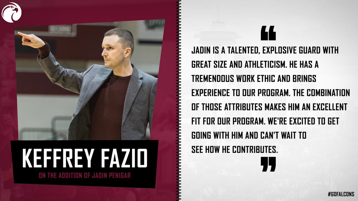 SPU_Basketball's tweet photo. Here's what coach Fazio had to say about the addition of Jadin Penigar to the Falcons. 

#GoFalcons https://t.co/m2OmcZhXeD