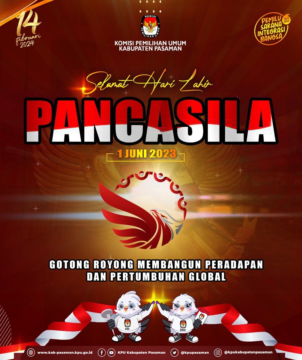 kpupasaman's tweet photo. #TemanPemilih

Komisi Pemilihan Umum Kabupaten Pasaman mengucapkan Selamat Hari Lahir Pancasila Tahun 2023 dengan tema "Gotong Royong Membangun Peradaban dan Pertumbuhan Global" 1 Juni 2023.

#KPUMelayani 
#PemiluSerentak2024 https://t.co/8ZEgrcs95w
