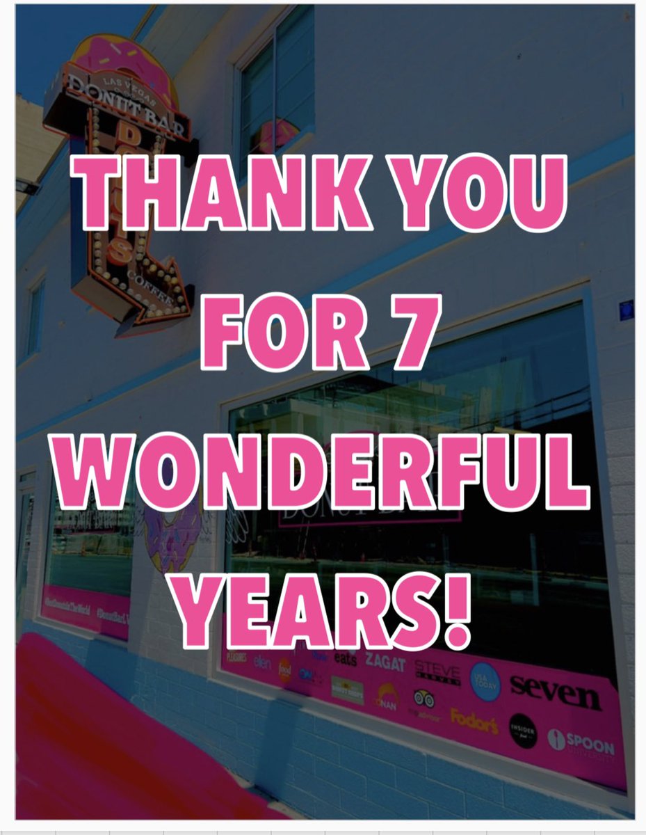 As of today, our journey is sadly come to an end here at Donut Bar Las Vegas. We have had a wonderful seven years with you all! We appreciate you starting your mornings with us. We will keep you all posted on what’s next in the future. 

Thank you to all our supporters 🙏