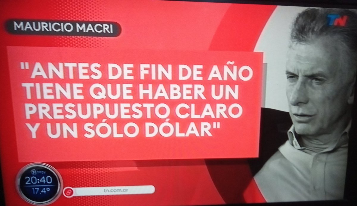 Habló Mauricio Macri : 'Tiene que haber un solo dólar' @mauriciomacri . @diegosehinkman #SoloUnaVueltaMás @todonoticias