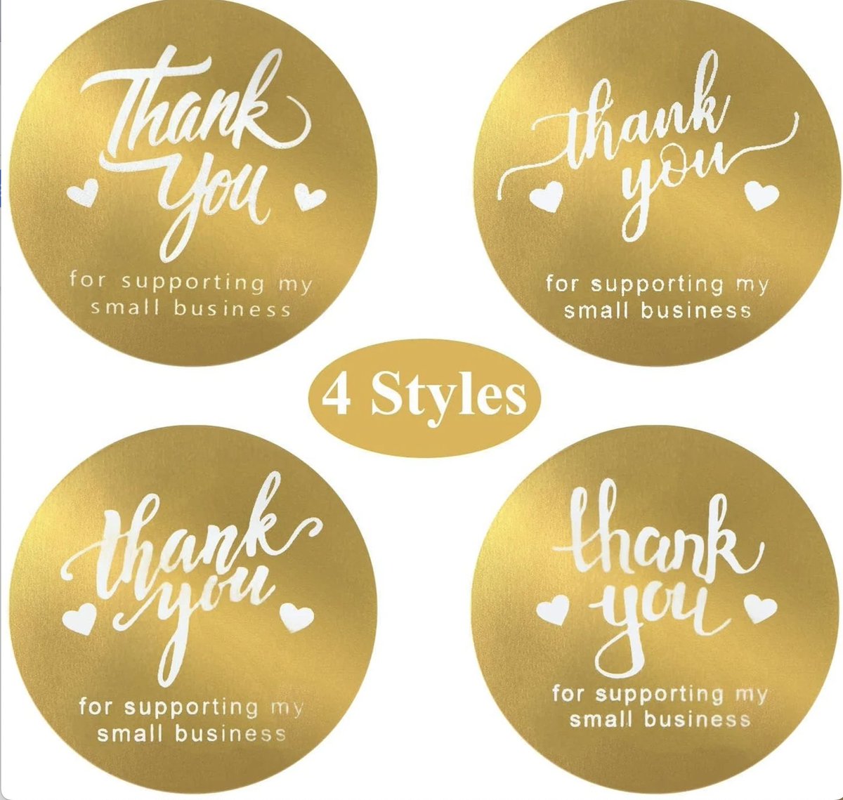 1.5' Gold Thank You for Supporting My Small Business Stickers, 4 Different Designs #DiMaxSupplies #destashsupplies #goldthankyoustickers #goldandwhitestickers #supportthankyou #fourdesigns #craftsupply #businesssupply etsy.me/3gYtDiZ