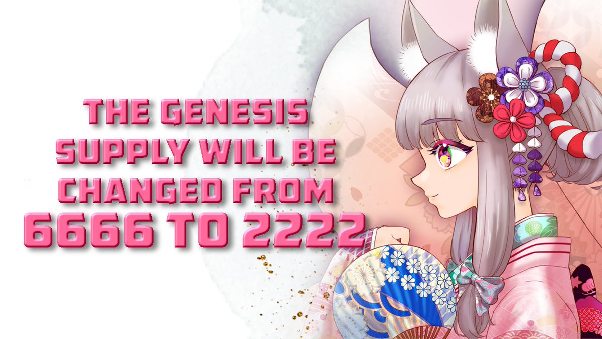 FoxFairyProject's tweet photo. The Genesis supply will be changed from 6666 to 2222 based on suggestions from many believers.

$FFP #IDO #ETH #OAT #NFTs #crew3 #Airdrop #zealy #Freemint https://t.co/FEIJkR92Kp