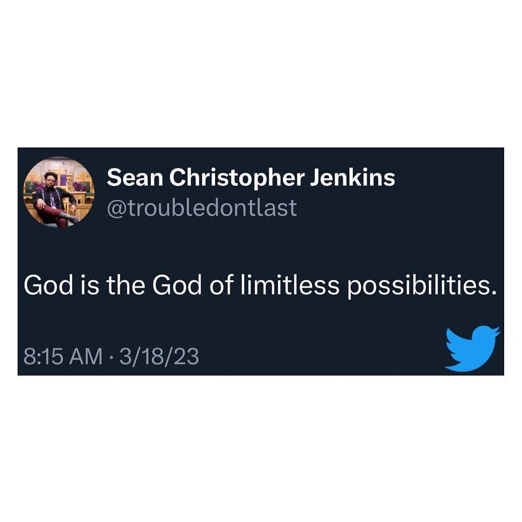troubledontlast's tweet photo. Don’t limit the unlimited God. #godcandoit
God is bigger than what you think or whatever limitations you have placed on Him. #anythingispossiblewithgod
When God is in it, there’s no limit. #theskyisthelimit
When we think about our resources and the pr… https://t.co/uTelPeHirI https://t.co/AbCqCRnIrX